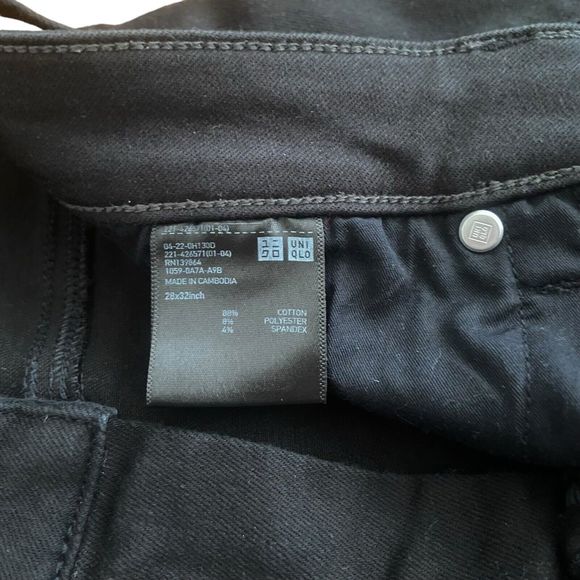 Uniqlo Black Skinny Tapered Mid Rise Jeans Women's Size 28x31" Cotton Blend - Picture 5 of 9